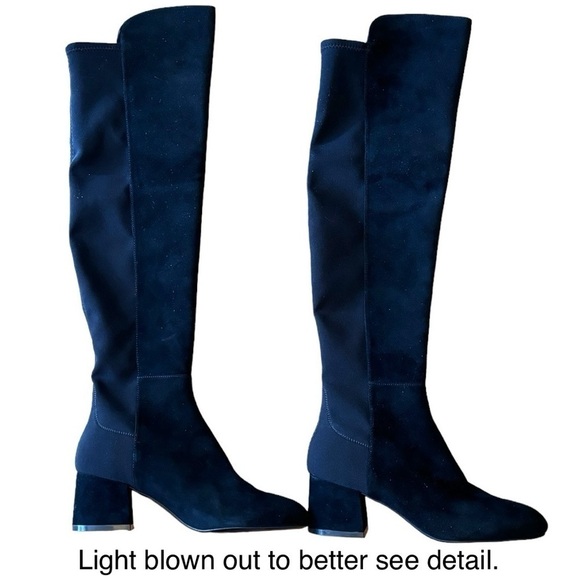 STUART WEITZMAN 5050 YULIANA 60MM BLACK SUEDE LEATHER STRETCH KNEE HIGH BOOTS - Picture 4 of 15